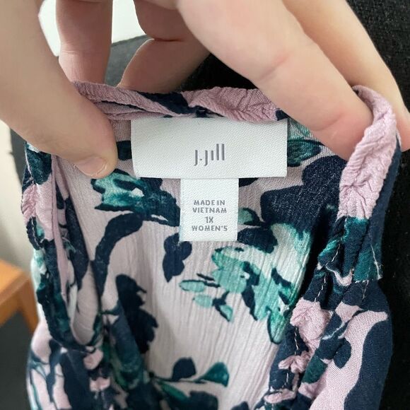 J Jill Floral Tie Front Blouse - Picture 4 of 6